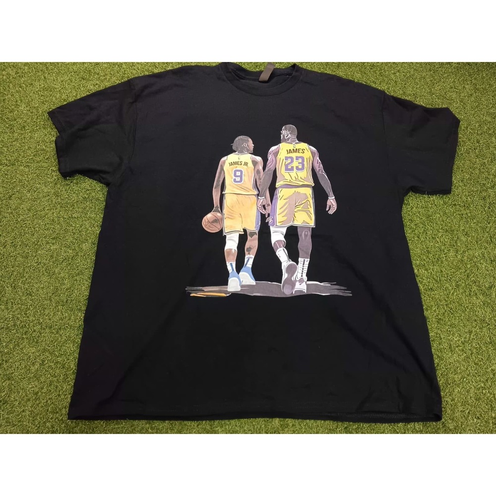 Gildan Lebron James‎ and Bronny James T Shirt Mens XL Black Graphic Print Cotton